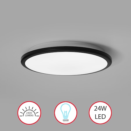Quickway Imports 4-pc 12" LED Ceiling Light Fixture Flush Mount 24W 6500K Cool Daylight Energy Black QI004034.M.BK.4
